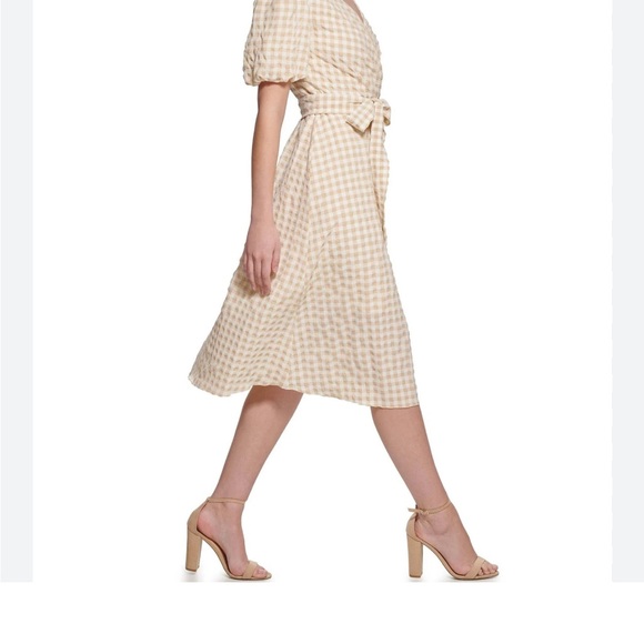 Kensie Womens Midi Dress Beige Sz 12 - Picture 9 of 14